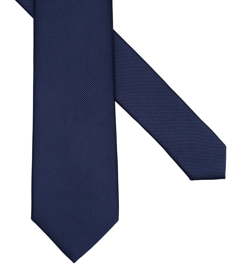 ZENXUS Solid Skinny Ties for Men, 2.5 inch Slim Deep Navy Necktie - Image 3